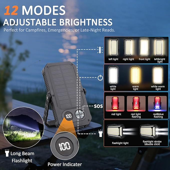 Camping Lantern LED Rechargeable - up to 120+ Hours, 10000mAh Portable Camping Lights with Redlight &12 Light Modes, LCD Display, Dimmable, Waterproof, Camping Lantern for Power Outages (2PCS)