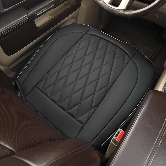 GIANT PANDA Bottom Seat Cover for Trucks&SUV, Front PU Leather Driver Seat Protector Fit for Chevy,Ram,Toyota,GMC,Ford F150 F-Series (Black-2PCS)