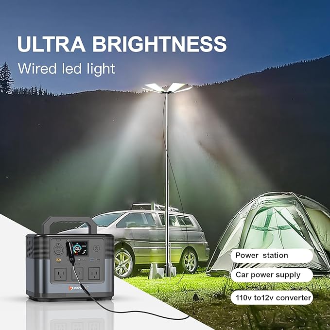 CONPEX Altra LED Telescoping Camping Lights, Portable Led Outdoor Camp Lighting with Remote & Manual Control Stand DC12V Outdoor Camp Light Telescopic Pole Fishing Light at Night