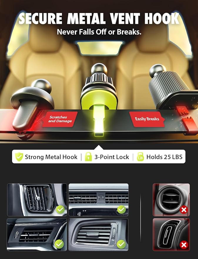 Bracketron MagAlign Extend 15W Magsafe Car Mount Charger, Magnetic Car Phone Holder Charger Wireless Car Charger for iPhone 16 Pro Max 15 14 13 12,Vent/Windshield/Dash Phone Mount Holder Fast Charger