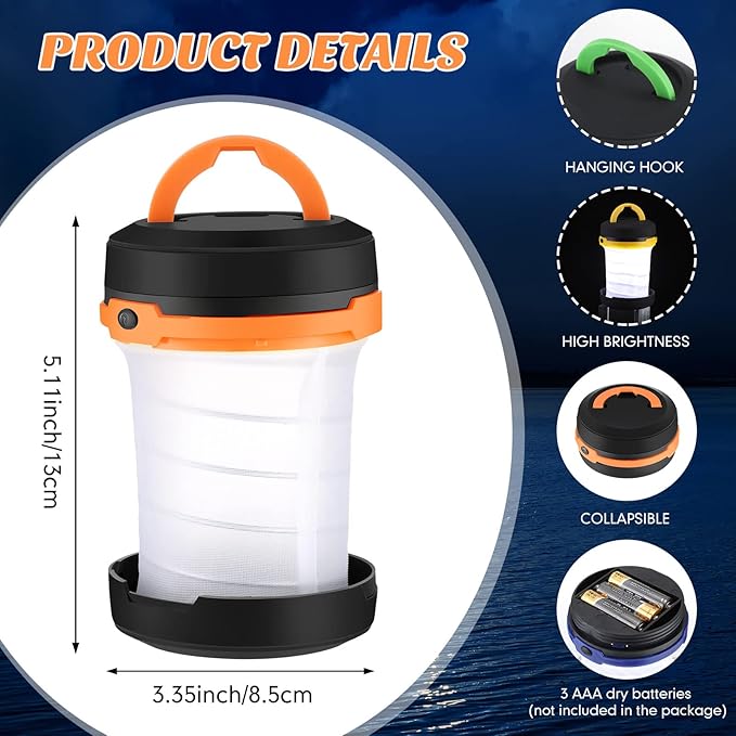 Retisee 4 Pcs Collapsible LED Camping Lantern Battery LED Operated Camping Lantern Lights Lantern Flashlight Portable Lamp Camping Accessories for Emergency Power Outage Hiking Tent Outdoor, 4 Colors