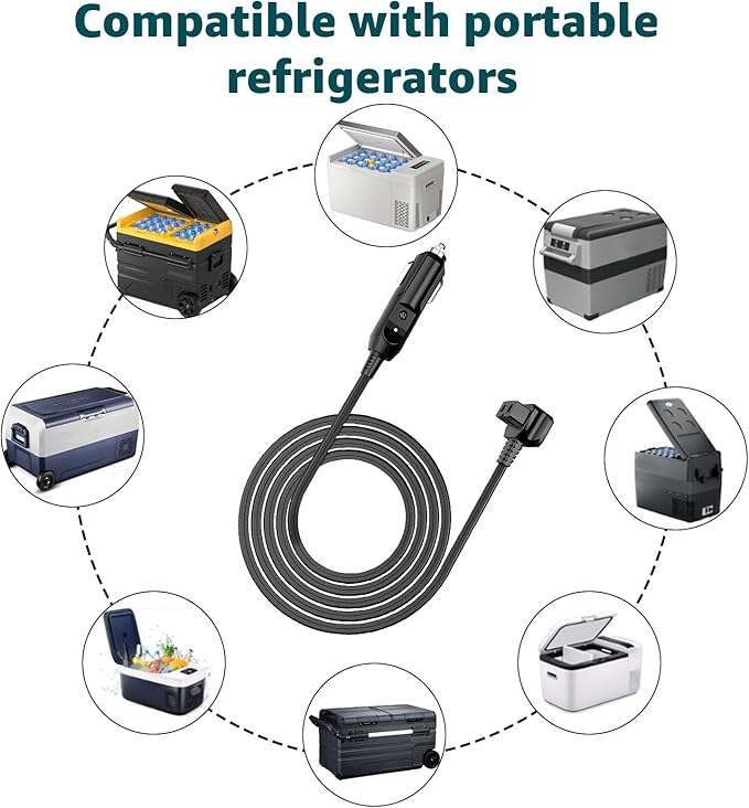 DC Power Cord Compatible with alpicool, Bodega, euhomy, bougeRV, ARB, ICECO, Setpower, JoyTutus for Most 12V/24V Car Refrigerator