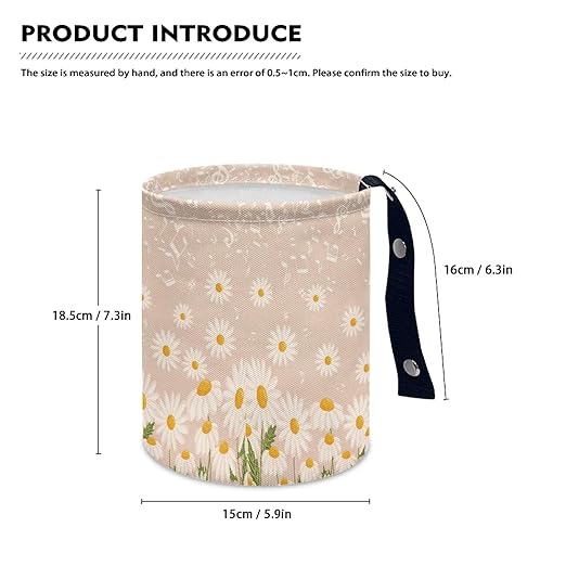 Cute Flower Daisy Car Trash Can Car Bag Accessories Interior Cute Garbage Bin Hanging Portable Dustbin Bin Waste Basket Collapsible Small Trash Can Easy to Clean