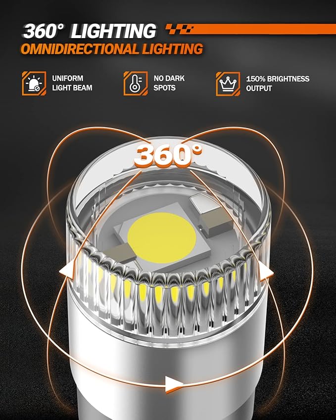SEALIGHT 194 LED Light Bulbs 6000K White, W5W 168 2825 T10 Car Interior Light Bulb Replacement for License Plate Light, Dome Light, Map Light, Courtesy Light, Pack of 6