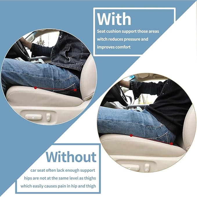 Car Seat Cushion, Memory Foam Seat Pad for Sciatica and Lower Back Pain Relief, Seat Cushion for Car Seat Driver (Black)