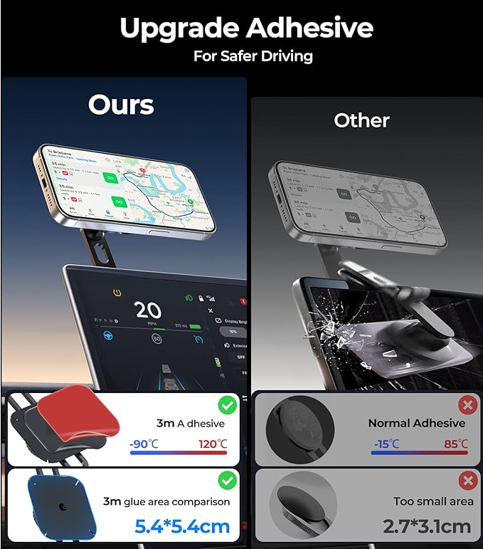 for MagSafe Car Mount Wireless Charger, Foldable Magnetic Phone Holder, Multiple Installation Options for Universal Dashboard & Tesla Screen, Fit for iPhone 16, Best Car Accessories for Men & Women