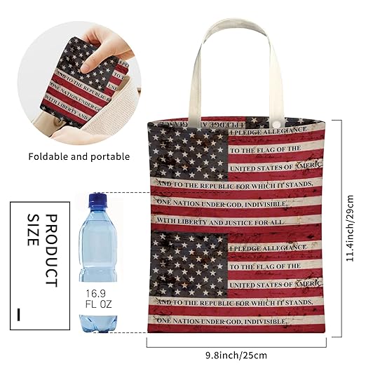 Cute Car Trash Can, Hanging Canvas Car Back Seat Organizer and Storage Bag, Funny Car Trash Bag for Travelling, Outdoor Cute American Flag Print