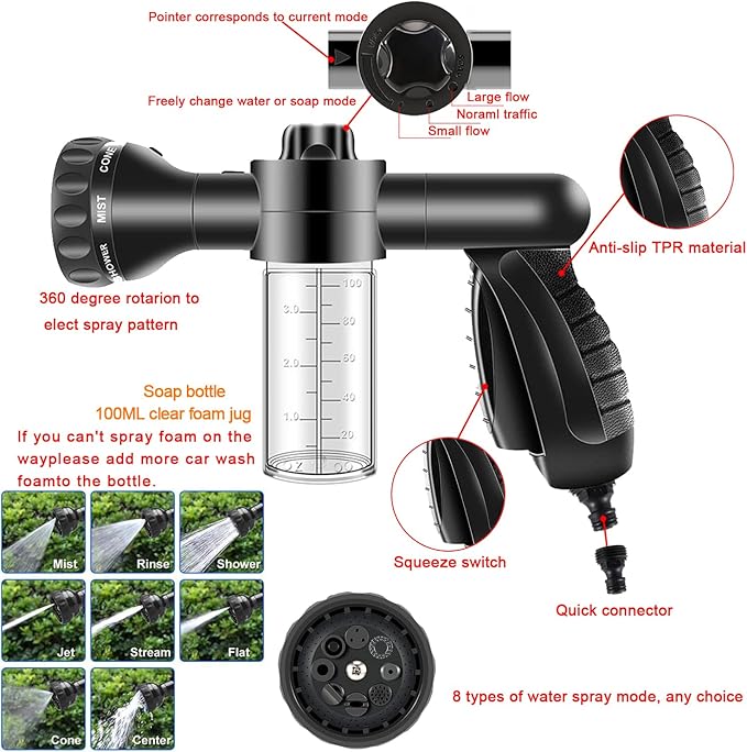 Car Wash Kit -Car Cleaning Kit Cars Washs Foam Gun Microfiber Sponge Cars Washing Kits Tire BrushTowels Complete Large Washs Mitt