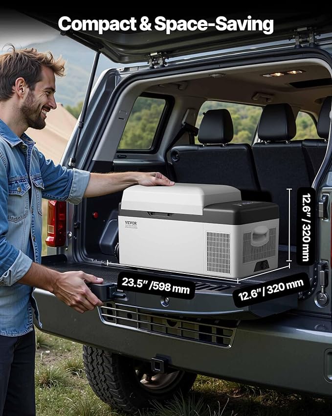 VEVOR 21 Quart(20 Liter), 12 Volt App Control(-4℉~68℉), Electric Compressor Cooler with 12/24v DC & 110-240v AC for Camping, Travel, Outdoor or Home Use, 21QT