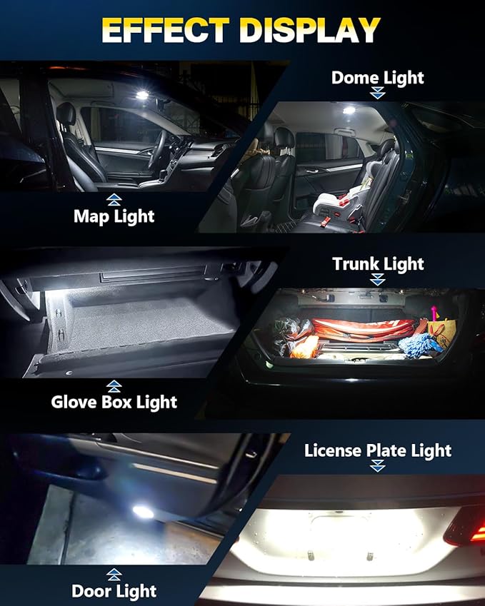 10Pcs 194 T10 168 W5W 2825 LED Bulb, Super Bright LED Car Interior Dome Map Camper RV License Plate Light Bulbs, Upgraded 25-SMD 3014 Chipsets 12V 400LM 6500K Xenon White