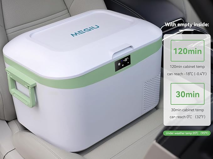 Car Refrigerator, Portable Car Fridge 12V Refrigerator 13.5 Quart (White)
