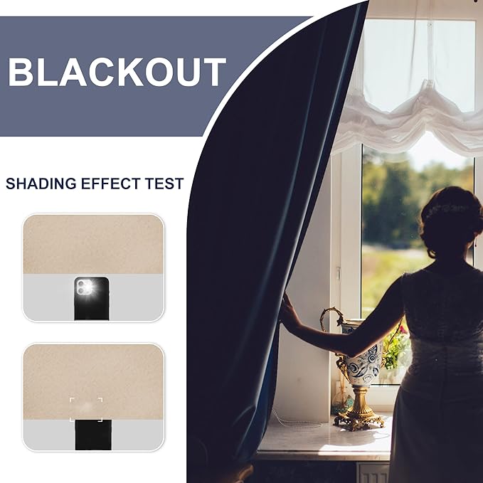 JIUZHEN Blackout Curtains for Bedroom - Thermal Insulated Room Darkening Noise Reducing, 52 x 45 Inch Length Curtains for Living Room, Set of 2 Panels with Tiebacks, Beige