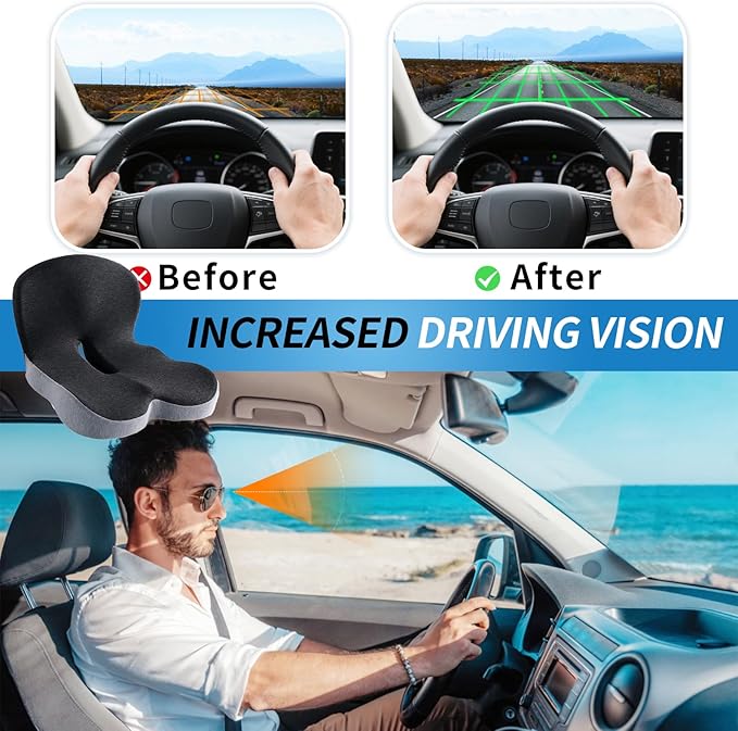 Memory Foam Truck Seat Cushion for Truck Driver Ergonomic Driver Seat Cushion with Lumbar Support & Sciatica Relief, Ideal Car Seat Cushions for Driving & Semi Truck & Office Chair