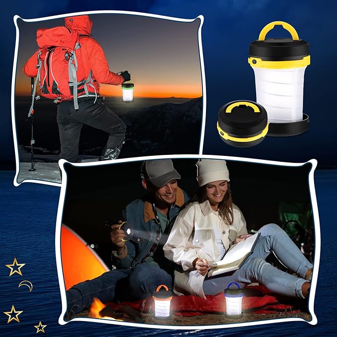 Retisee 4 Pcs Collapsible LED Camping Lantern Battery LED Operated Camping Lantern Lights Lantern Flashlight Portable Lamp Camping Accessories for Emergency Power Outage Hiking Tent Outdoor, 4 Colors