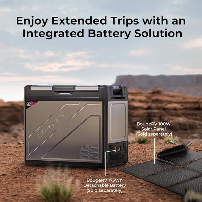 BougeRV 12 Volt Portable Refrigerator, 81 Quart Rocky V2.0 Dual Zone Car Fridge Freezer with LG Compressor, Compressor Cooler with App Control 12/24V DC, 110~240V AC for Camping, Travel, RV, Truck