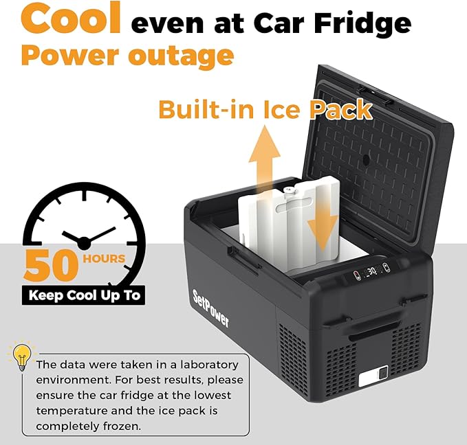 Setpower 12V Refrigerator 21 Quart Portable Freezer 50 Hours Keep Cool,Electric Cooler for Vehicles Car Refrigerator 12V Portable Fridge for Car Camping Truck Van RV SUV Road Trip Travel RF20