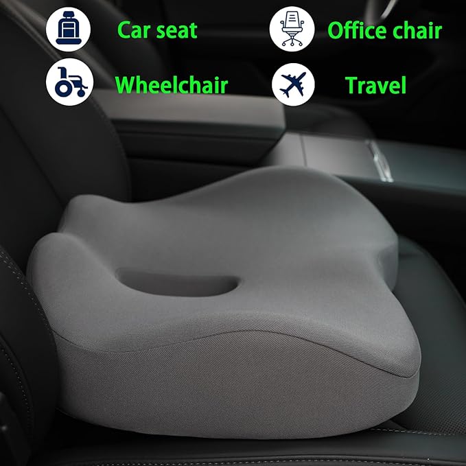 Seat Cushions - Memory Foam Seat Cushions for Office Chairs - Pressure Relief Seat Cushion for Tailbone Pain Relief - Ergonomic Support for Long Sitting Workers & Car Seat Cushions for Drivers