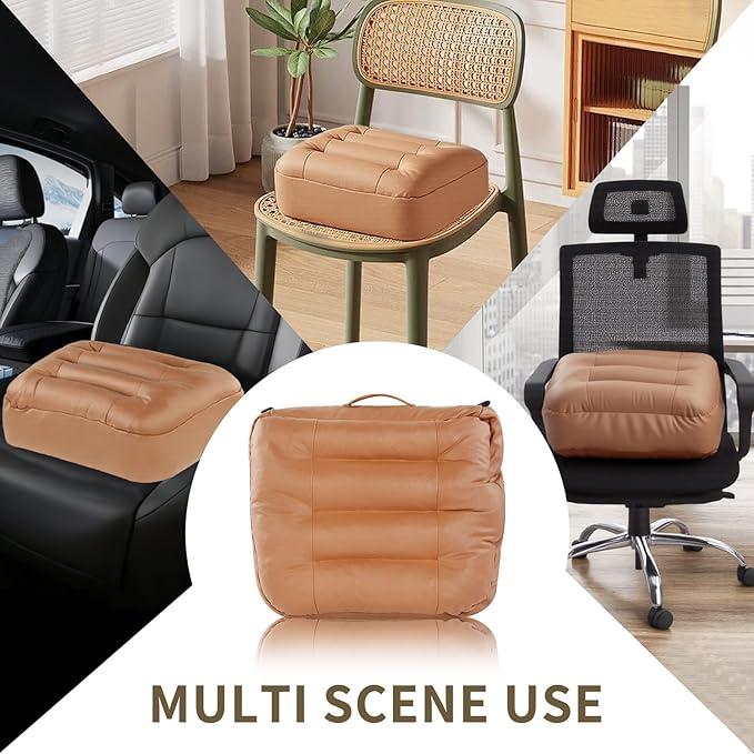 6 inch Extra Thick Seat Cushion, Technology Leather Chair Cushions for Office, Adult Booster Seat with Waterproof and Breathable, Suit for Car Seat, Desk Chair, 18 x 16 x 6 inch, Brown