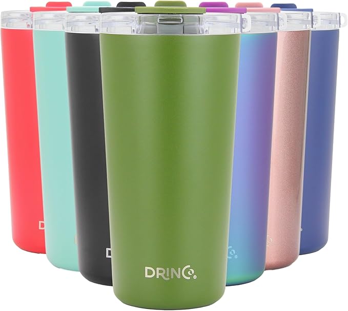 Drinco - 20 oz Stainless Steel Tumbler | Double Walled Vacuum Insulated Mug With Lid, 2 Straws, For Hot & Cold Drinks (20oz Forest, 20oz)