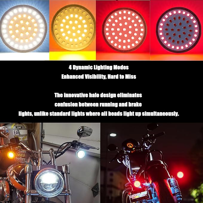 1157 LED Turn Signal Lights Front and Rear with 2 Inch Smoked Lens Cover, Compatible with Harley Street Glide, Road Glide, Sportster, Dyna, Softail, Iron 883, Touring (1986-2025)