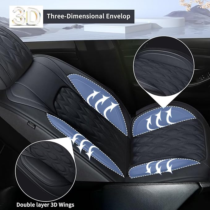 Seat Covers Full Set Fit for Nissan Frontier 2009-2023 2024 2025 Leather Seat Covers for Car - Automotive Seat Protectors Cushion Waterproof (5 Seats,Black)