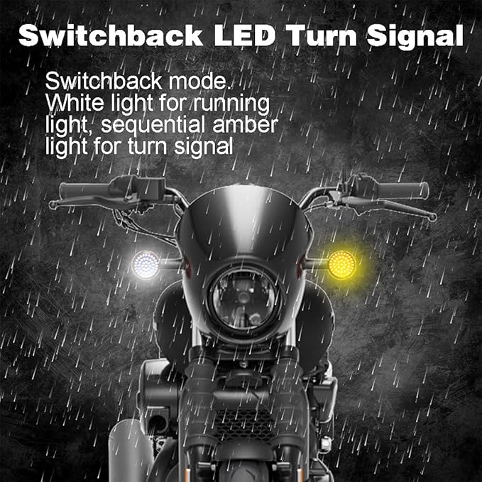 1157 Front Sequential LED Turn Signal, 2 Inch Bullet 12V Motorcycle Blinker Lights for Harley Street Glide, Dyna, Road King, Sportster 1200, Iron 883