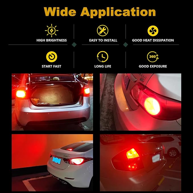 YM E-Bright 1156 BA15S Led Turn Signal Light Bulb 1141 1073 7506 Base LED Replacement for RV Camper SUV MPV Car Reverse Backup Corner light 18SMD 5050Chips DC-12V,Red, Pack of 4