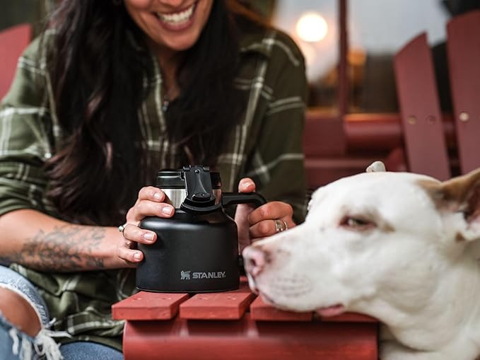 Stanley Tough-To-Tip Admiral's Mug 20 oz | Twist-on Flip Open Lid | Wide Body with Non-Skid Rubber Base | Insulated Stainless Steel Coffee Cup | BPA-Free | Black 2.0