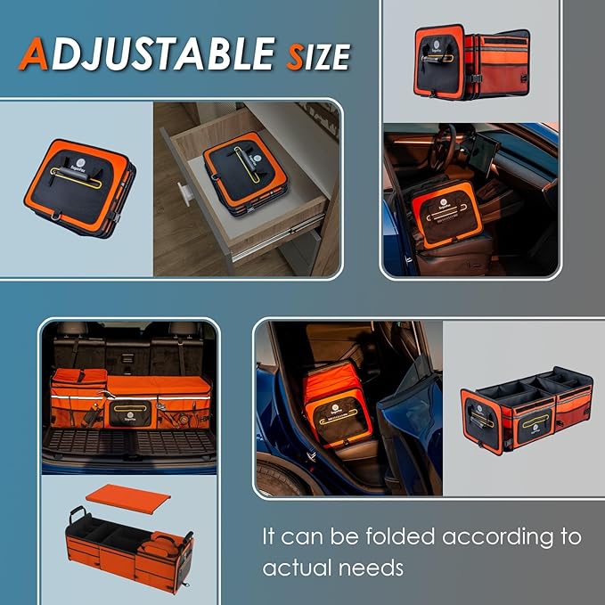 Car Trunk Organizer | 95L, 35"x13.8"x11.8" | 26L Ice Pack Included | Waterproof, Foldable | Trunk Organizers & Storage for SUV/Cars | For Men & Women - Orange-M004