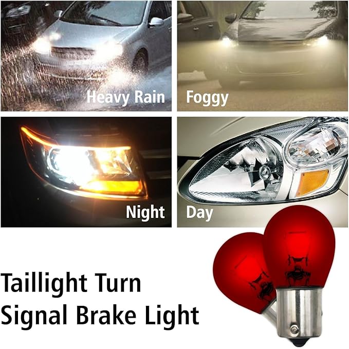 1156 Red Light Bulbs 10 Pack,S25 P21W Automotive Brake Light Turn 1156 7506 Miniature Bulb Taillight Turn Signal Light,Replacement for Cars,Trucks,SUVs