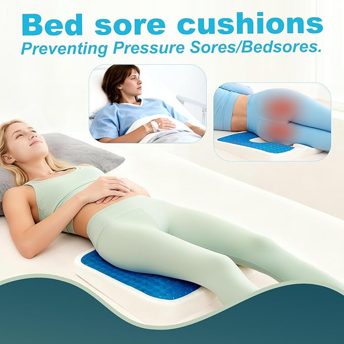 Gel Wheelchair Seat Cushion,Bed Sore Cushions for Butt,Relieve Sciatica,Back,Coccyx,Pressure Sore and Ulcer Pain Relief,Ergonomic Office Chair Cushion, Anti-Slip Cover Removable&Washable (Gray)
