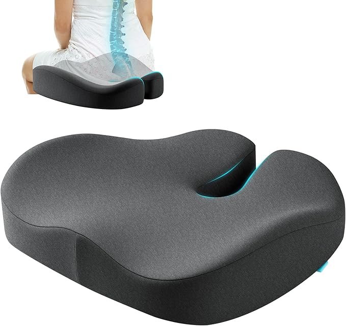 Dense Memory Foam Seat Cushion for Tailbone Pain Relief - Orthopedic Coccyx Support for Hemorrhoid & Sciatica - Fits Wooden/Office Chairs & Home