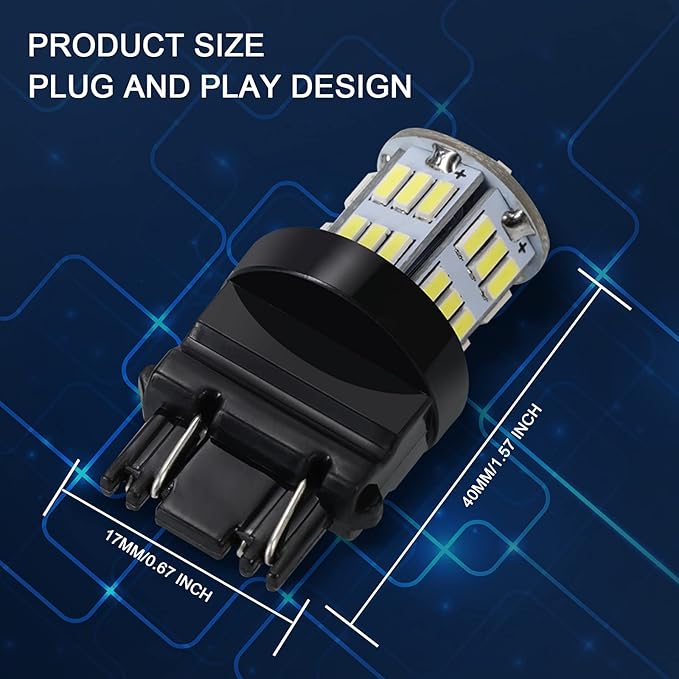 10 Packs LED Light Bulbs Super Bright 3157 3156 3057 4057 4157 for Cars 12V Non-Polarity 39-SMD LED Chipsets with Projector for Turn Signal Lights Taillights Replacement (White)