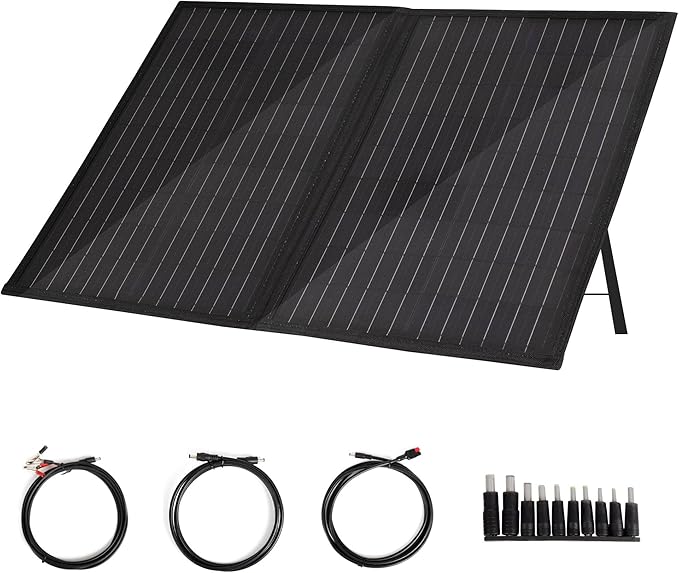 BXST 60W/18V Portable Solar Folding Battery Panel Foldable Portable Outdoor Power Charging Bag with Adjustable Stand Waterproof IP68 Suitable for Various Models of Power Stations Outdoor Camping…