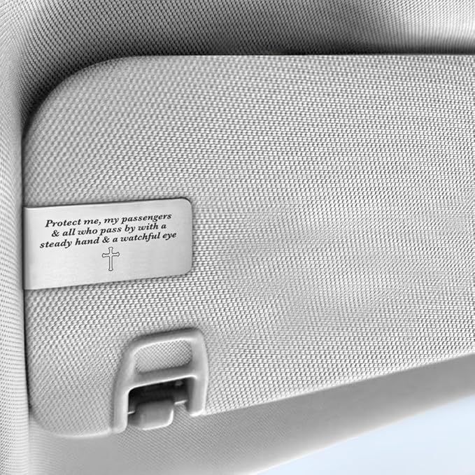 Protect Me My Passengers and All Who Pass by Engraved Stainless Steel Car Visor Clip, Reminder to Stay Safe, Safe Driving Religious Gifts for Family Friend Taxi Driver, New Driver Gifts