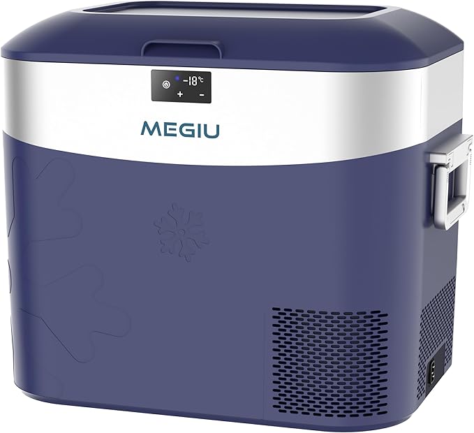 Car Refrigerator Portable Car Fridge 12V Refrigerator 23 Quart (22 Liter) Freezer Compressor Cooler 12V/24V DC 110~240 V AC for Outdoor Camping Travel Home Use -18℃~+15℃ (Blue)