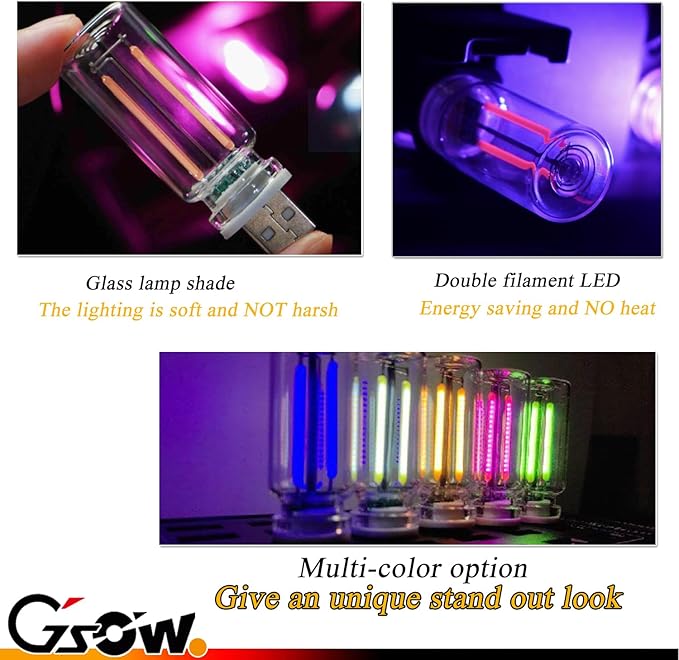 USB Car Light, Touch Control USB LED Car Interior Atmosphere Light, Automotive Interface Plug in Night Lamps, Mini Lamp Camping Lights, Bedroom, Hallway - Pink