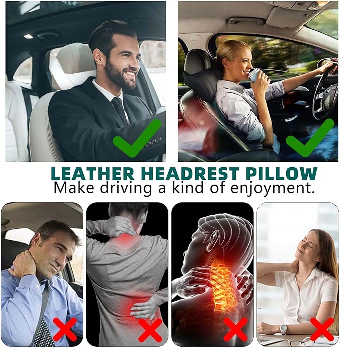 Car Neck Pillow Memory Foam Automotive Seat Cushions of Headrests for Relieving Neck Stiffness Seat Neck Support Pillow, Fits All Vehicles, 2 Pieces, Black