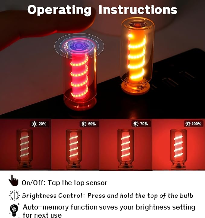 2 PCS USB Car Interior Lights, Touch Dimmable, Mini Retro Glass Bottle Design Suitable for Cars, Bedrooms, Corridors and Camping (Red)
