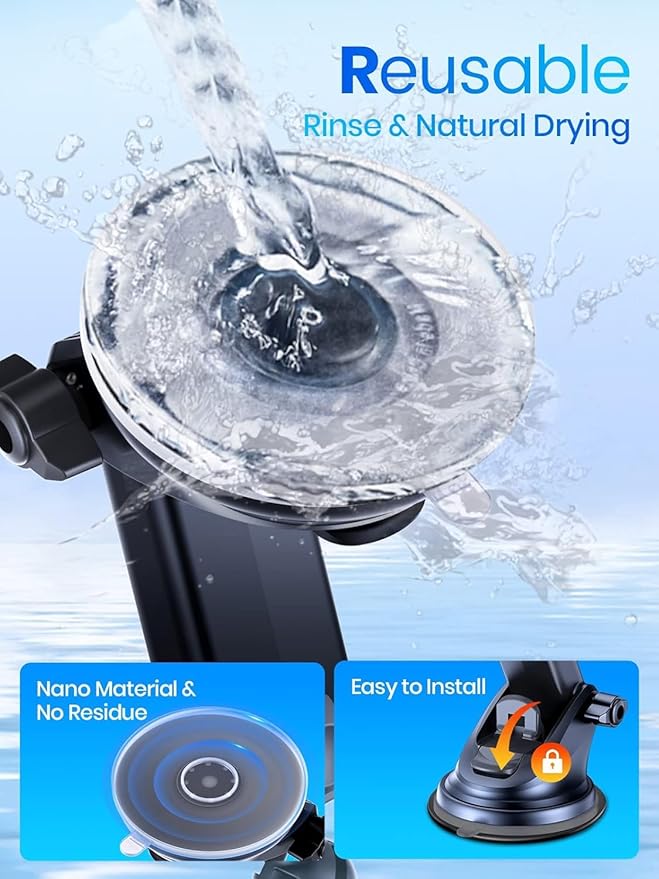 KNZ Car Phone Holder Dashboard Windscreen Vent Clip Handsfree Mobile Mount Stand Cradle for 16 15 Pro Max 14 13 12 All Phones (Black)