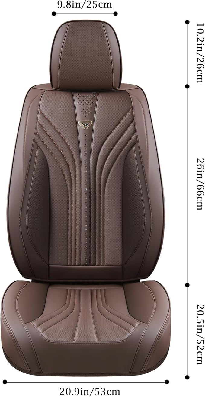 FLORICH Car Seat Covers, Leather Seat Covers Full Set, 5 Seats Universal Seat Covers for Cars, Waterproof Automotive Seat Protectors, Coffee Car Seat Cushions Car Accessories for Most Cars Trucks SUV