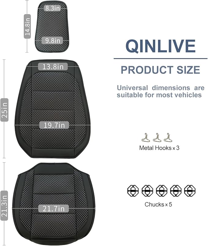 1 Pack Ventilated Cooling Car Seat Cover for Summer, 3D Air Mesh Breathable Leather Front Seat Protector with Storage Pocket, Universal Fit Non-Slip Seat Cushion for Car Truck SUV(Black)