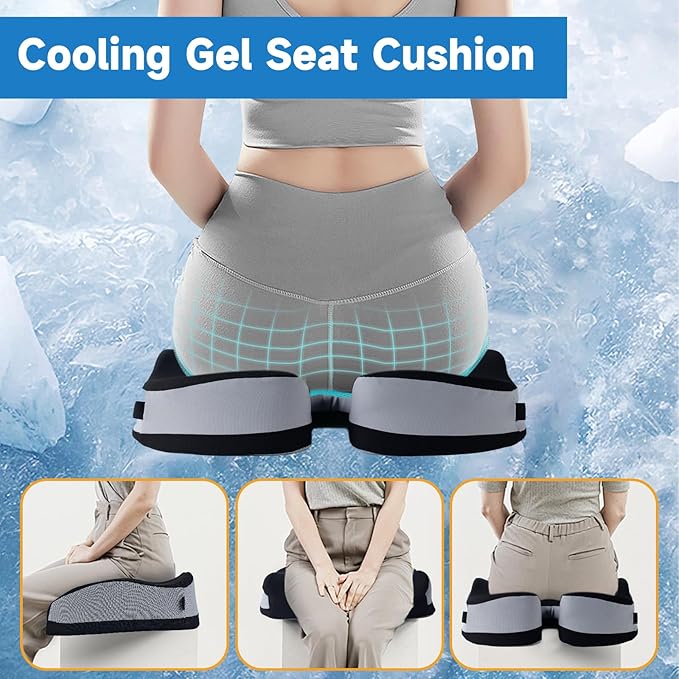 Gel Seat Cushions for Office Chairs Wheelchair Cushion for Long Sitting Back Pain,Memory Foam Seat Car Computer Desk Chair Cushion,Coccyx Cushion for Tailbone Pain Relief Office Chair Butt Pillow