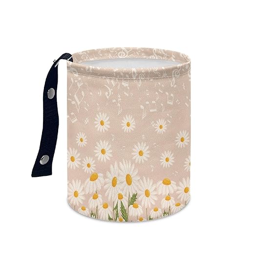 Cute Flower Daisy Car Trash Can Car Bag Accessories Interior Cute Garbage Bin Hanging Portable Dustbin Bin Waste Basket Collapsible Small Trash Can Easy to Clean