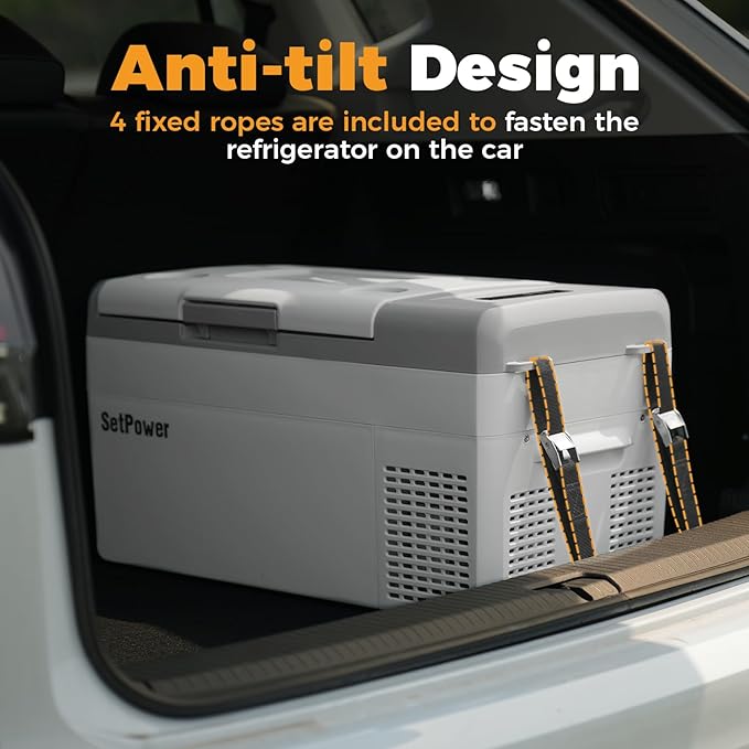 Setpower 12V Refrigerator Electric Coolers for Vehicles AC/DC, 15L/15.8QT Car Fridge Portable Freezer, Plug In Cooler, 12/24V DC & 110/240V AC for Truck RV SUV Travel Camping, White