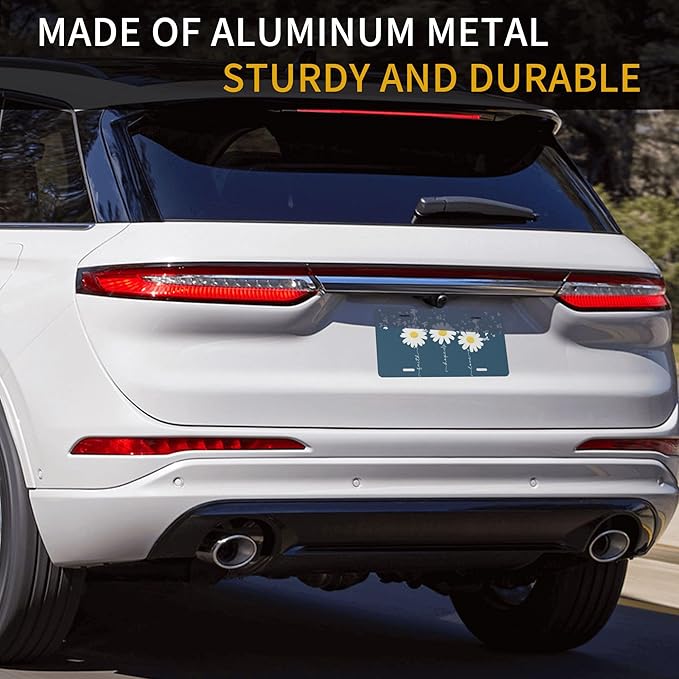 Front License Plate Faith Hope Love Vanity Plates Aluminum Metal Decorative Car Tag Daisy Novelty License Plate Cover for Men Women 6 * 12 in (4 Holes)