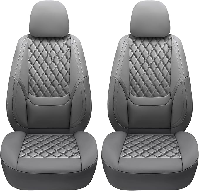NS YOLO Full Coverage Leather Car Seat Covers,Waterproof Seat Covers for Cars,SUVs Pick-up Truck, Car Seat Cushion,Car Seat Protector,Front Seat Cover,Grey Seat Cover with 2 Seats