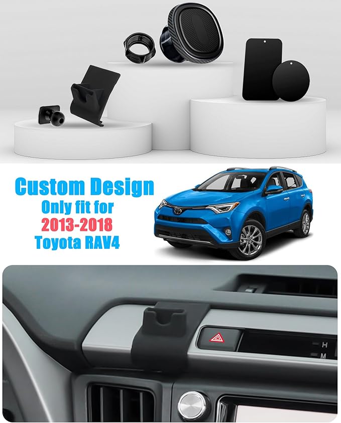 Car Phone Holder, Air Vent Hands Free Adjustable Phone Stand, Auto Cradles Dashboard Mount for Toyota RAV4 2013-2018, Custom Magnetic Navigation Bracket for All Smartphone, for iPhone
