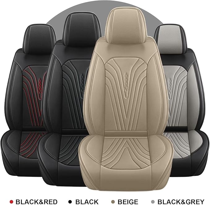 Seat Covers Fit for Nissan Frontier 2009-2024 2025: Faux Leather Car Seat Covers Full Set Breathable Waterproof Seat Cushions (5 Seats; Beige)