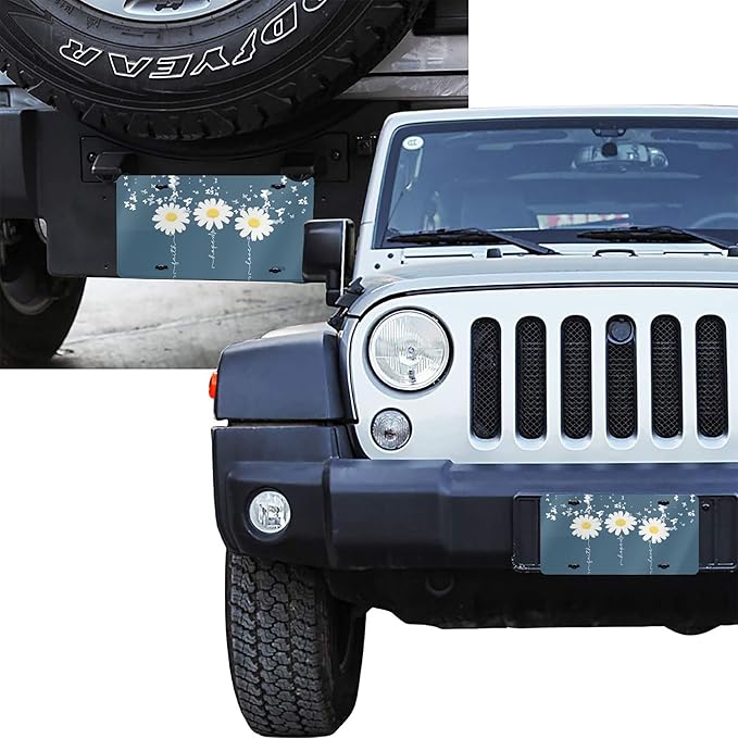 Front License Plate Faith Hope Love Vanity Plates Aluminum Metal Decorative Car Tag Daisy Novelty License Plate Cover for Men Women 6 * 12 in (4 Holes)